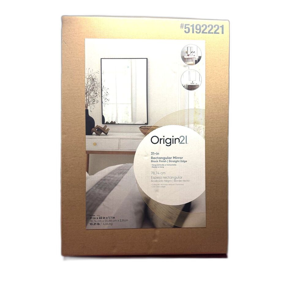 Origin 21 22-in W x 31.0-in H Rectangle Black Framed Wall Mirror